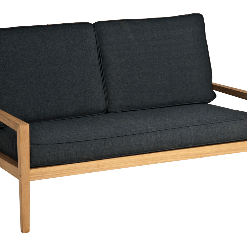 Roble 2-seater sofa with black cushions