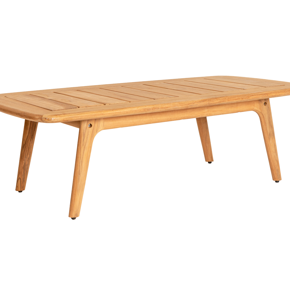 Teak coffee table - rectangular with curved corners