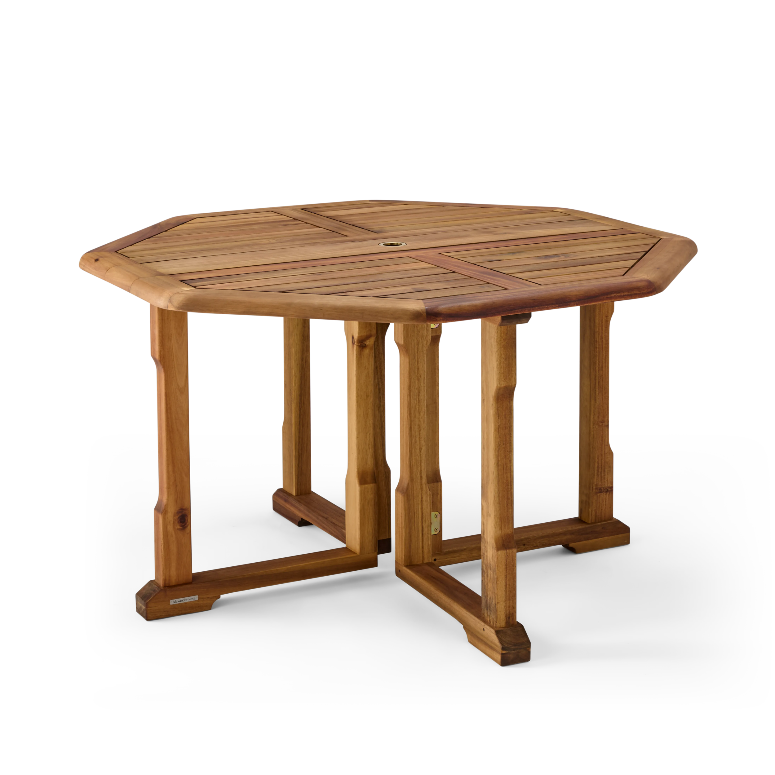 Wooden octagonal table on a white background