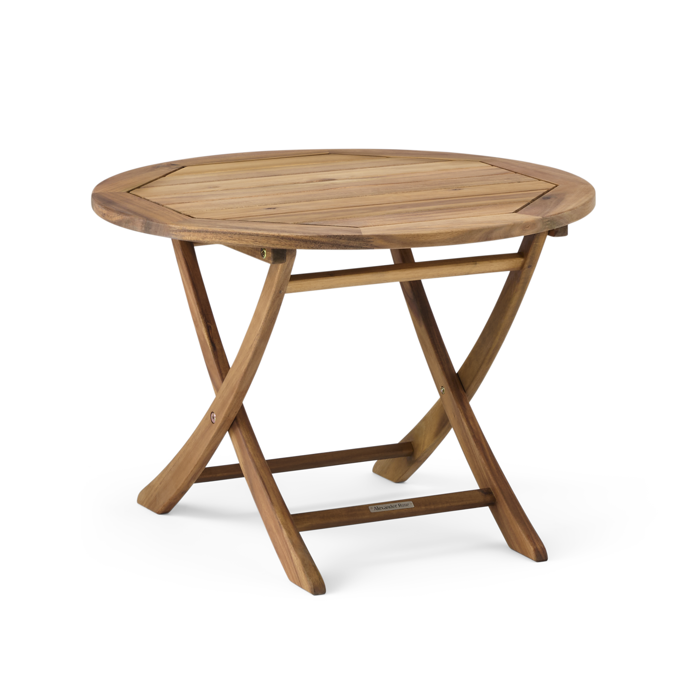Wooden folding table on a white background