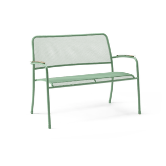 Green metal bench on a transparent background