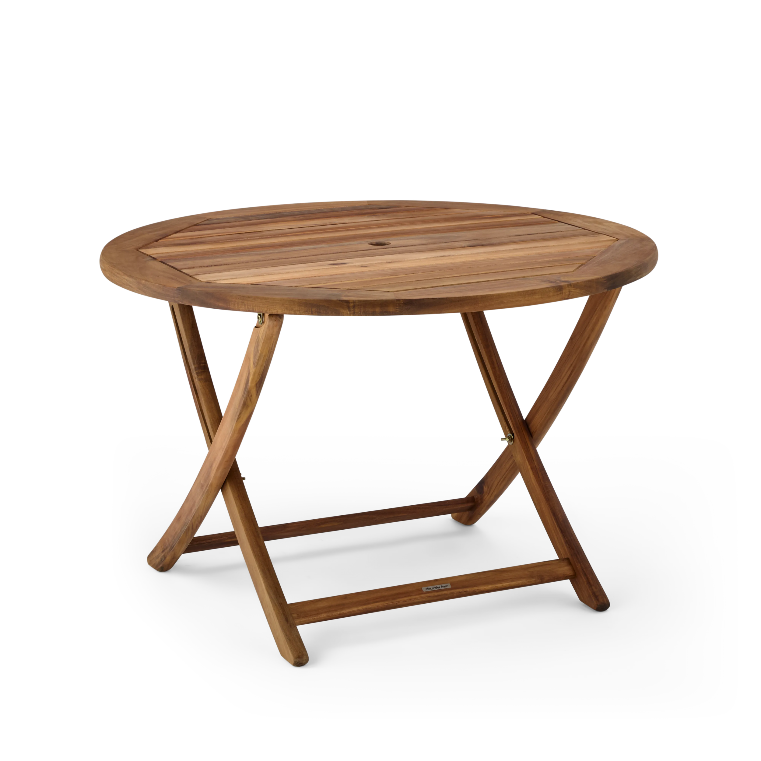 Wooden folding table on a white background