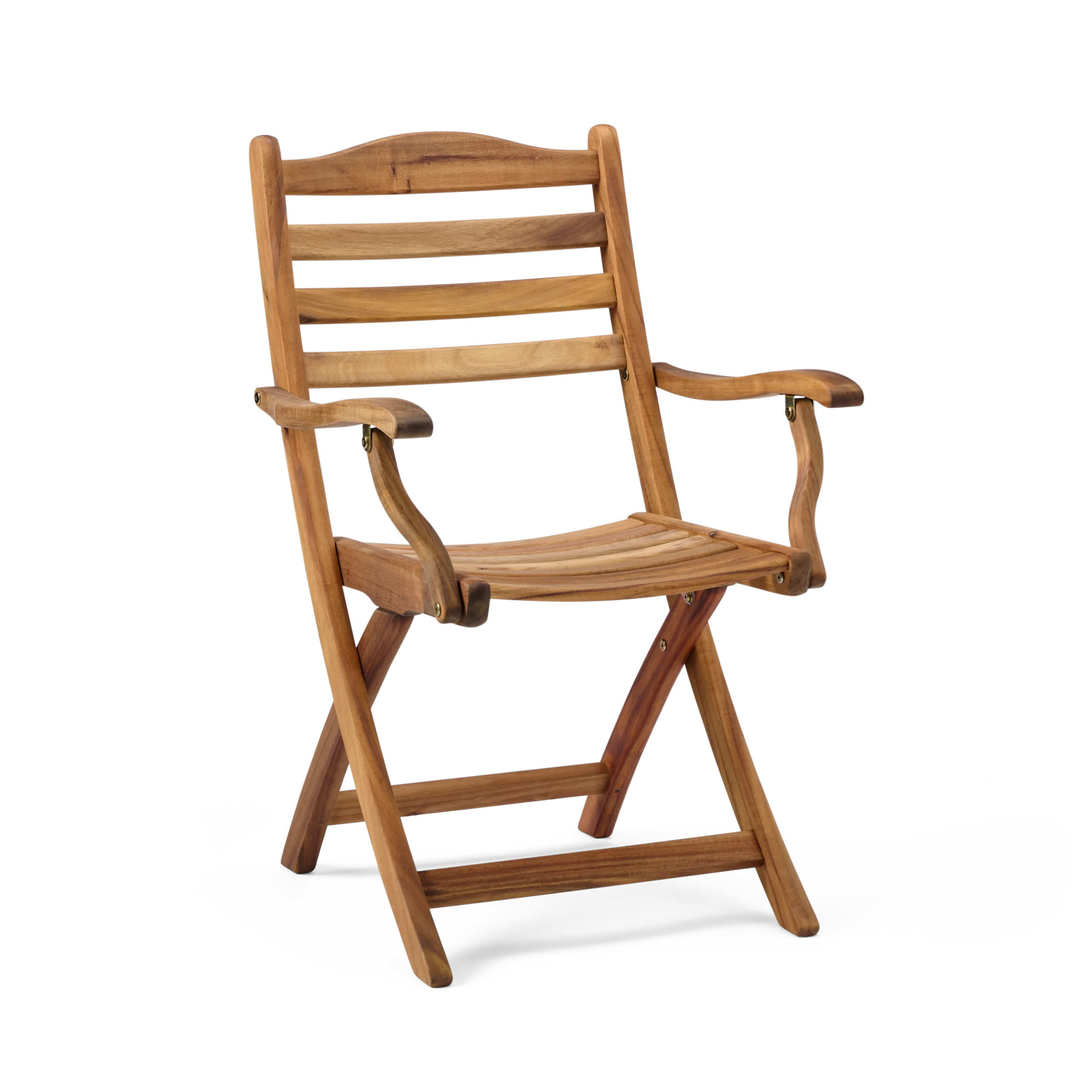 Wooden folding chair on a white background
