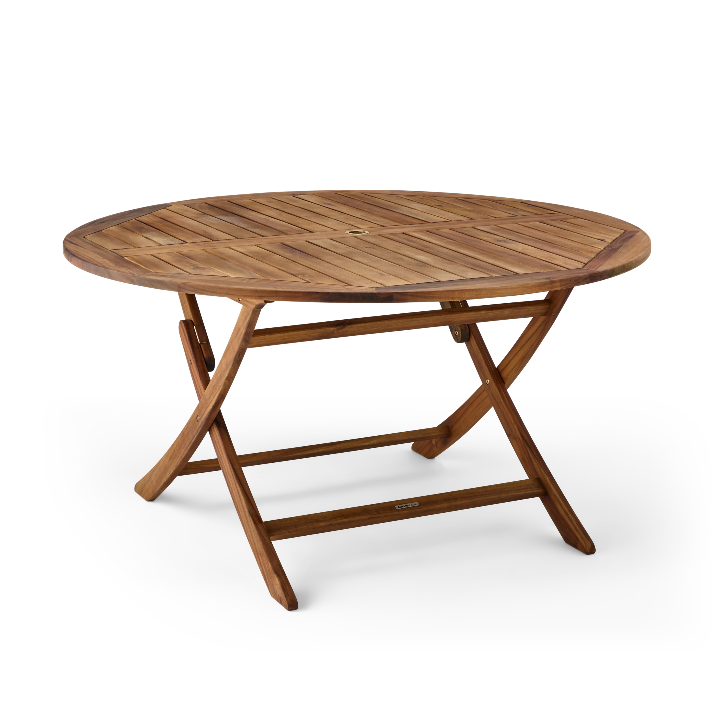 Wooden round table on a white background
