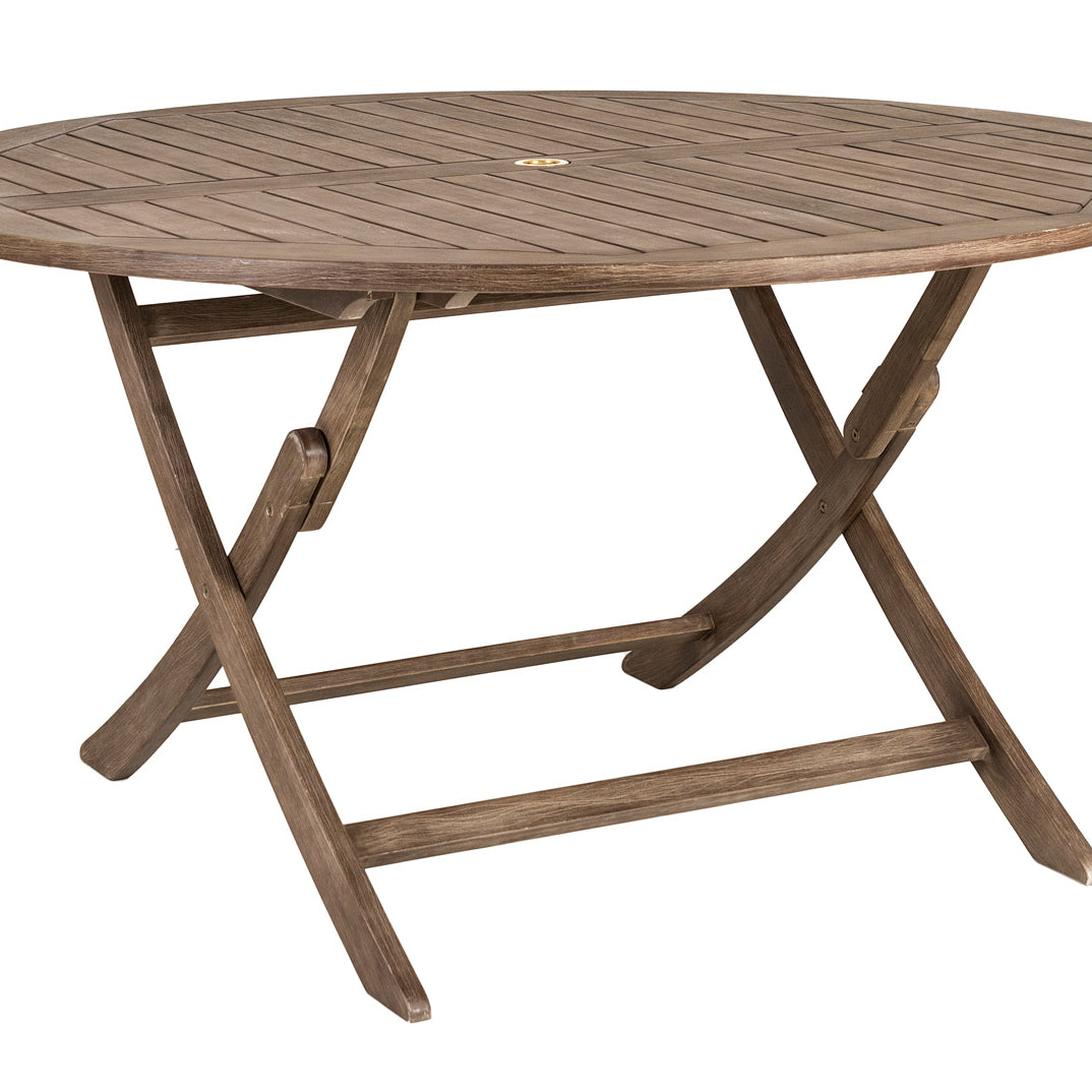 Wooden folding table on a white background