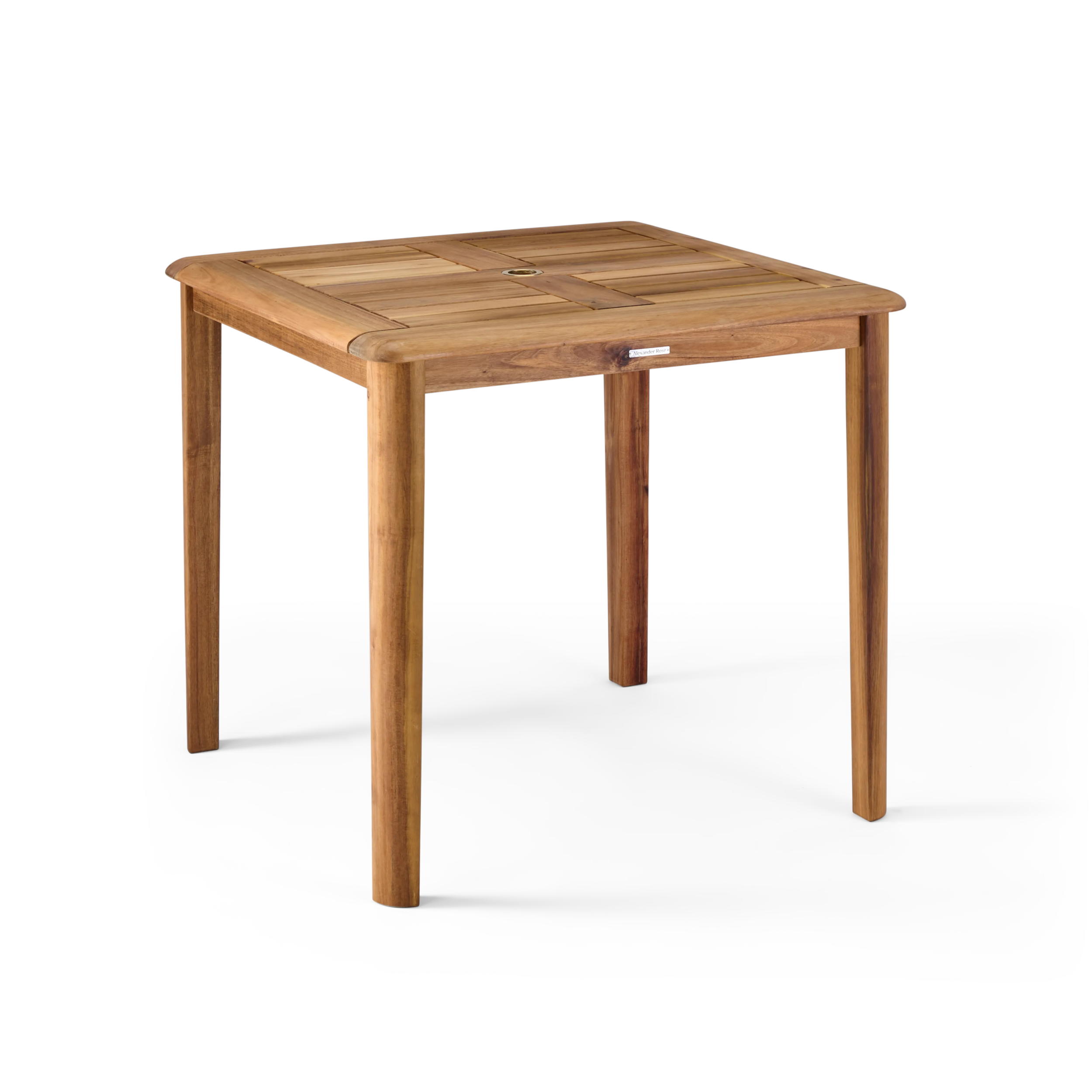 Wooden square table on a white background