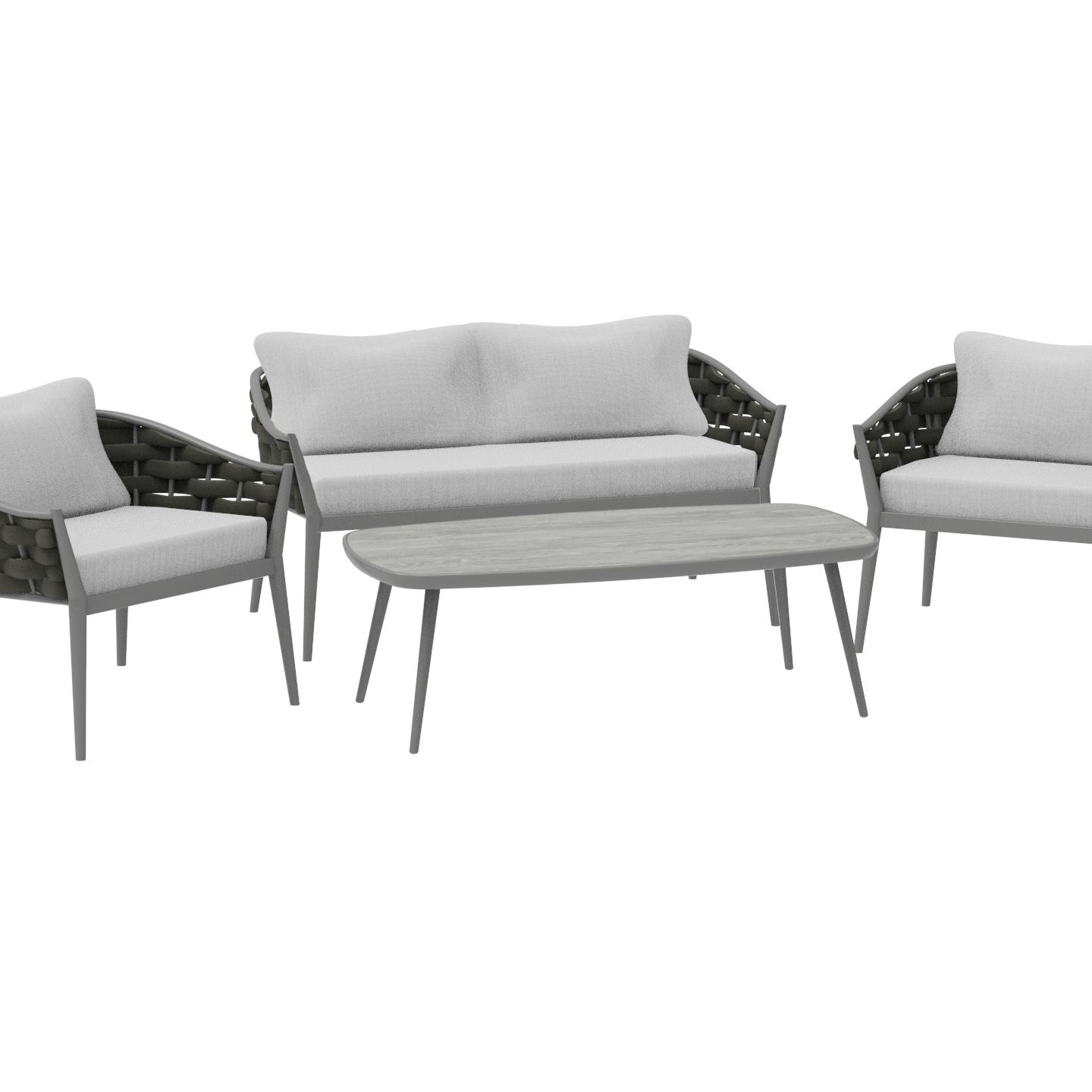 Torino Outdoor Lounge Set Includes two Lounge Chairs, Sofa and Coffee Tabel