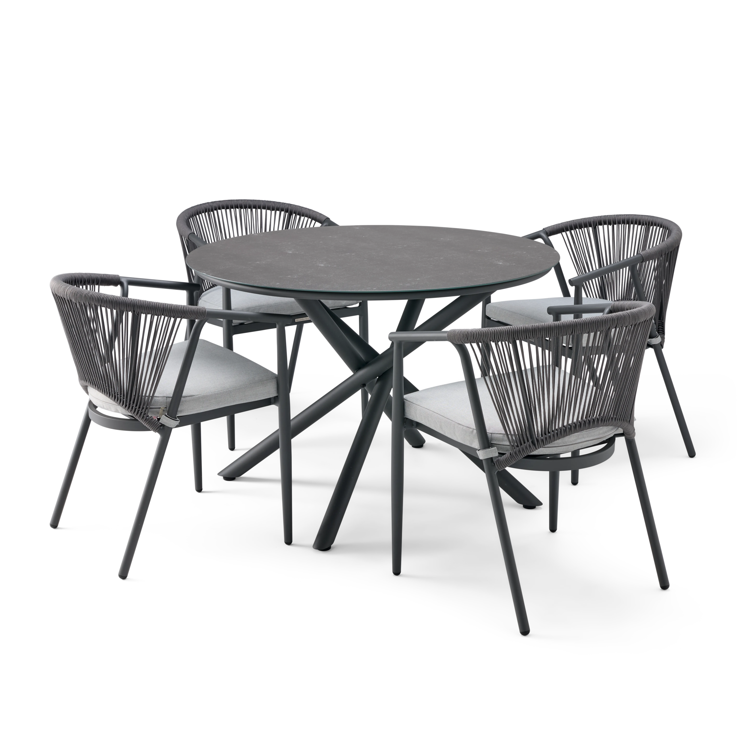 Kyoto round outdoor table with four matching chairs