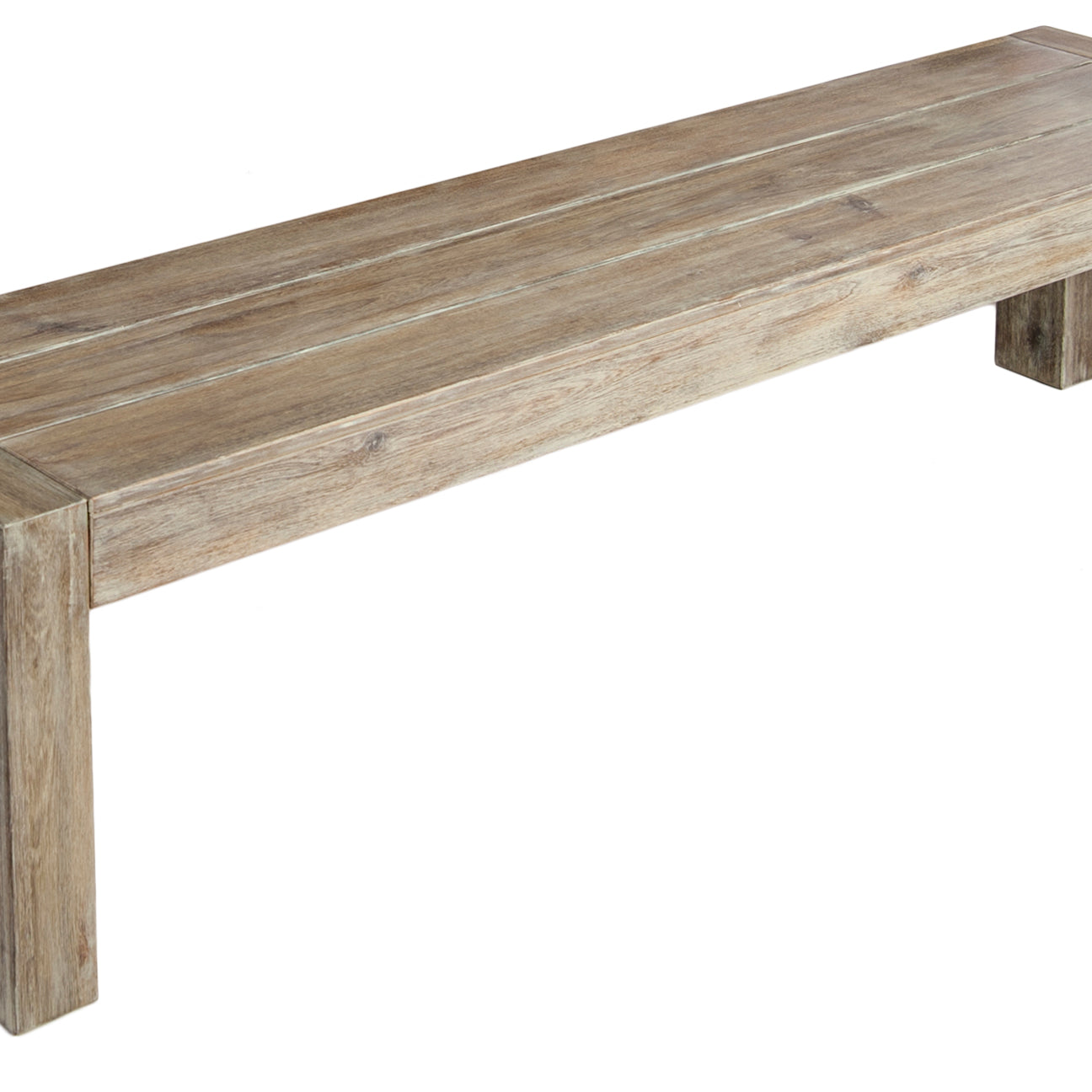 Wooden bench with a weathered finish on a white background