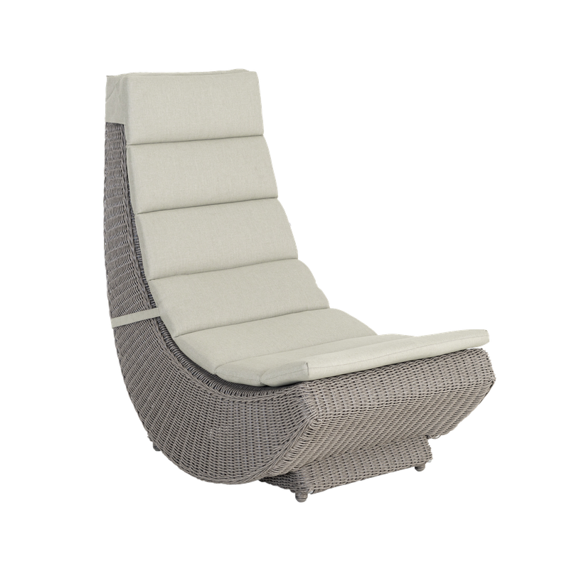 Lazy Grey wicker chair with beige cushion