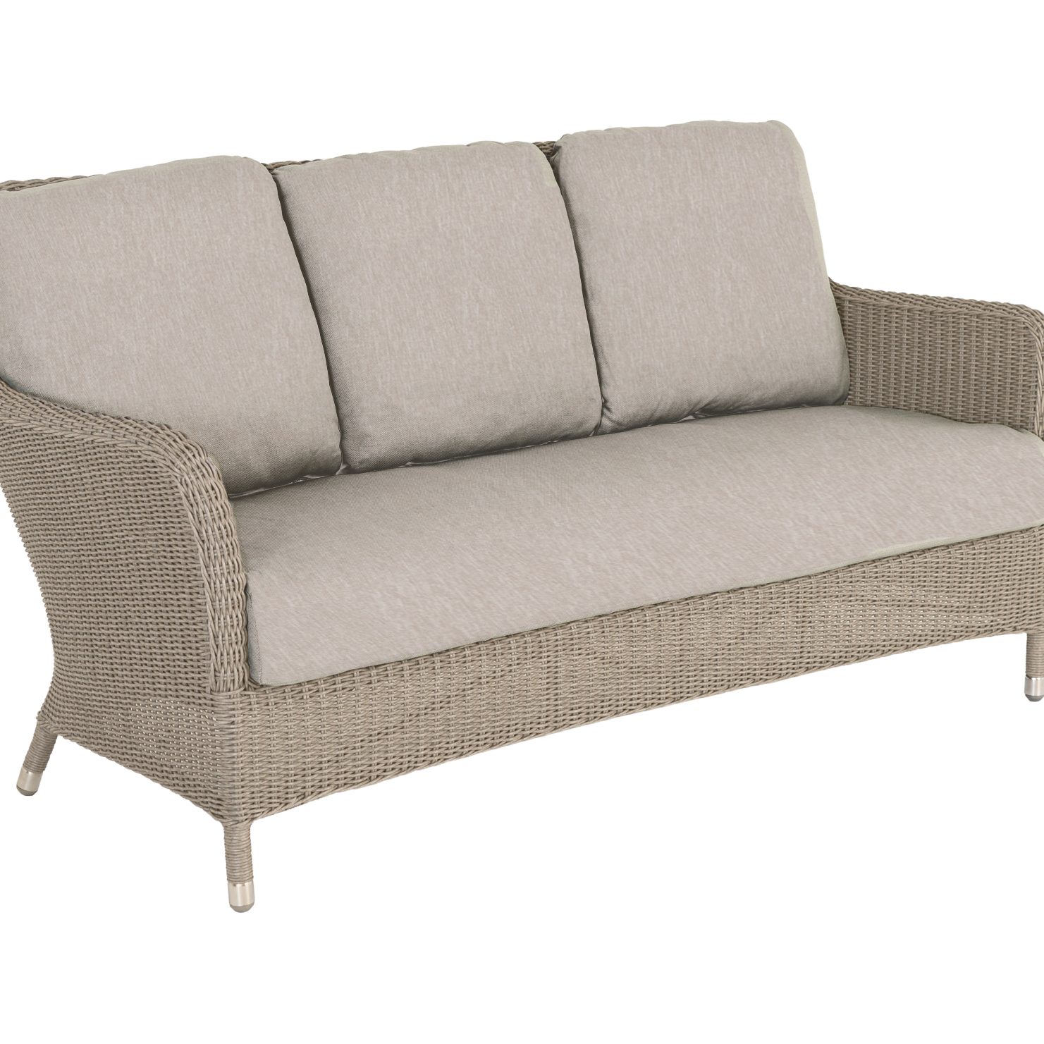 natural hand-woven 3-seater outdoor sofa in light beige