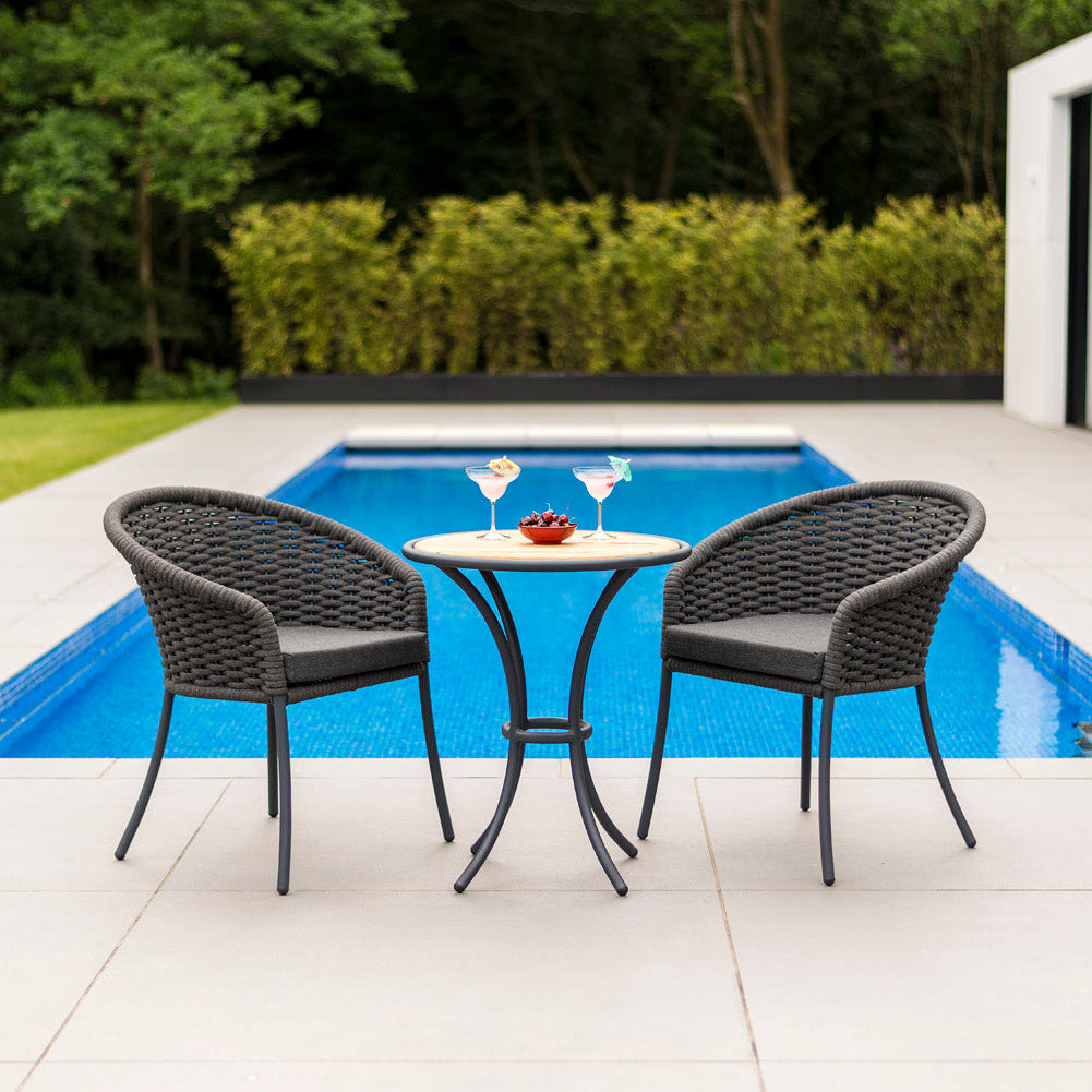 outdoor chairs by poolside