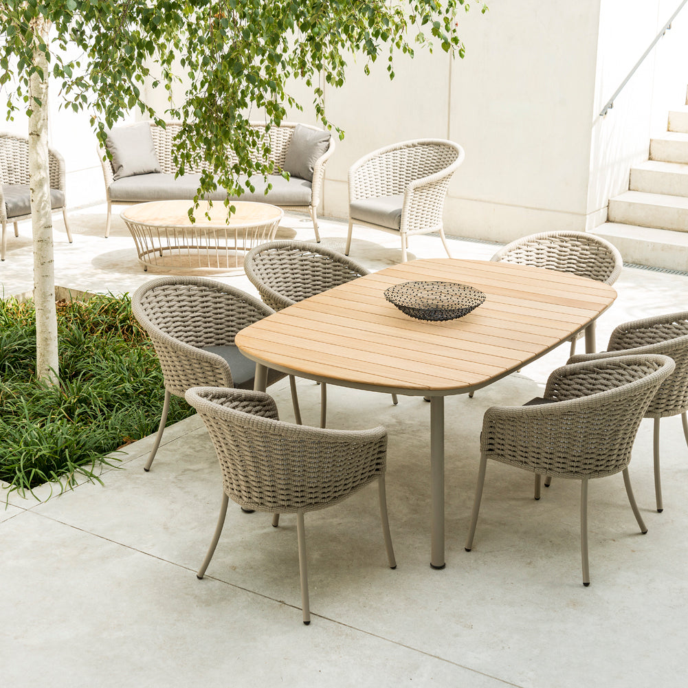 garden tables and chairs on patio