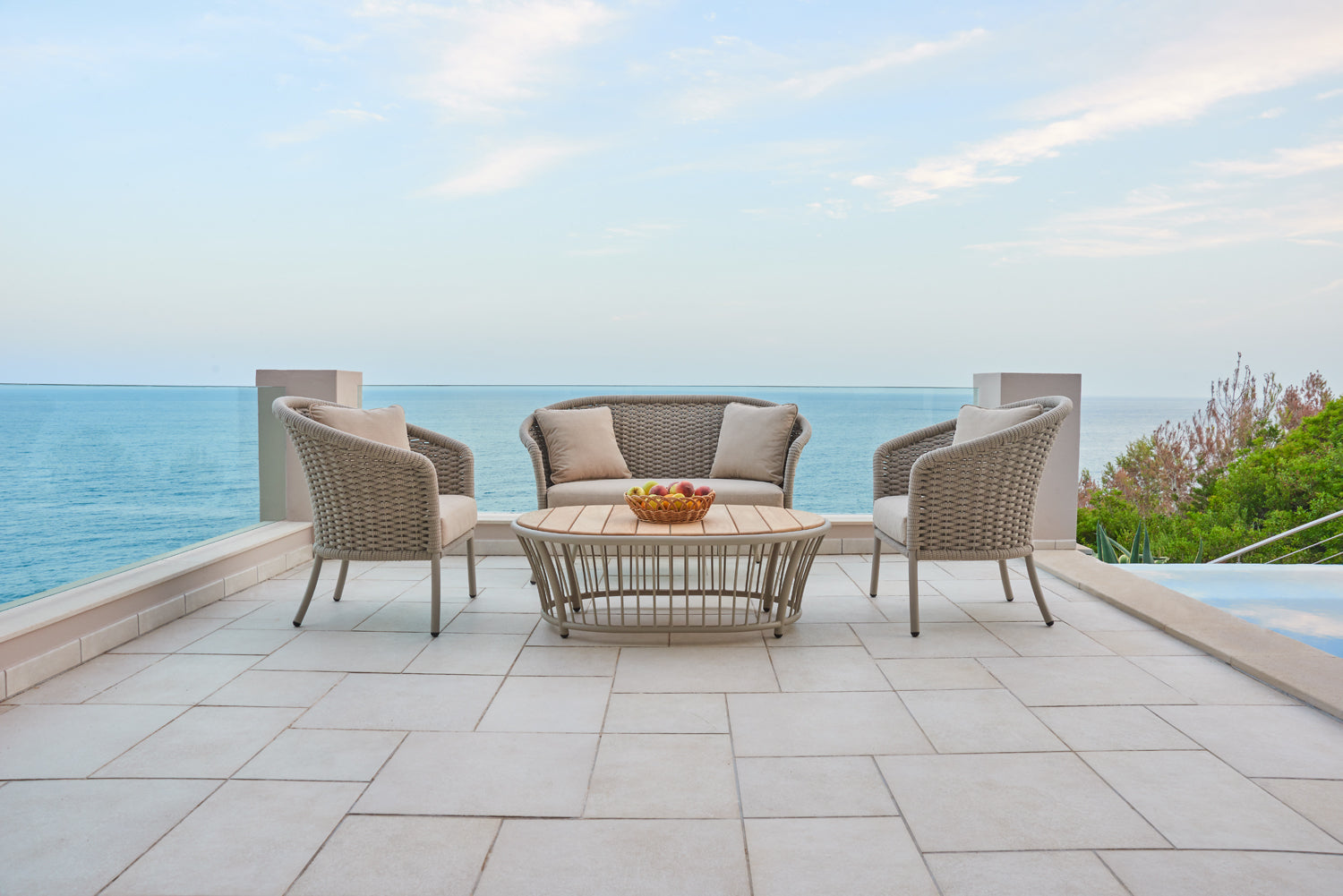 Cordial Lounge Set in a beige weave by Alexander Rose