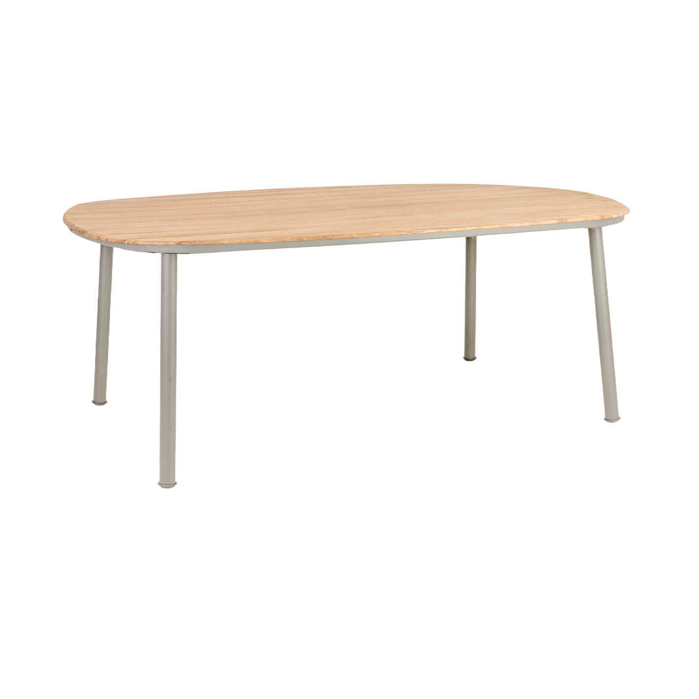 Wooden table with metal legs on a white background