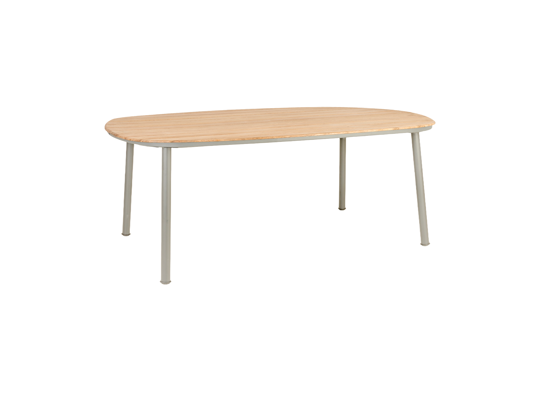 Wooden table with metal legs on a white background