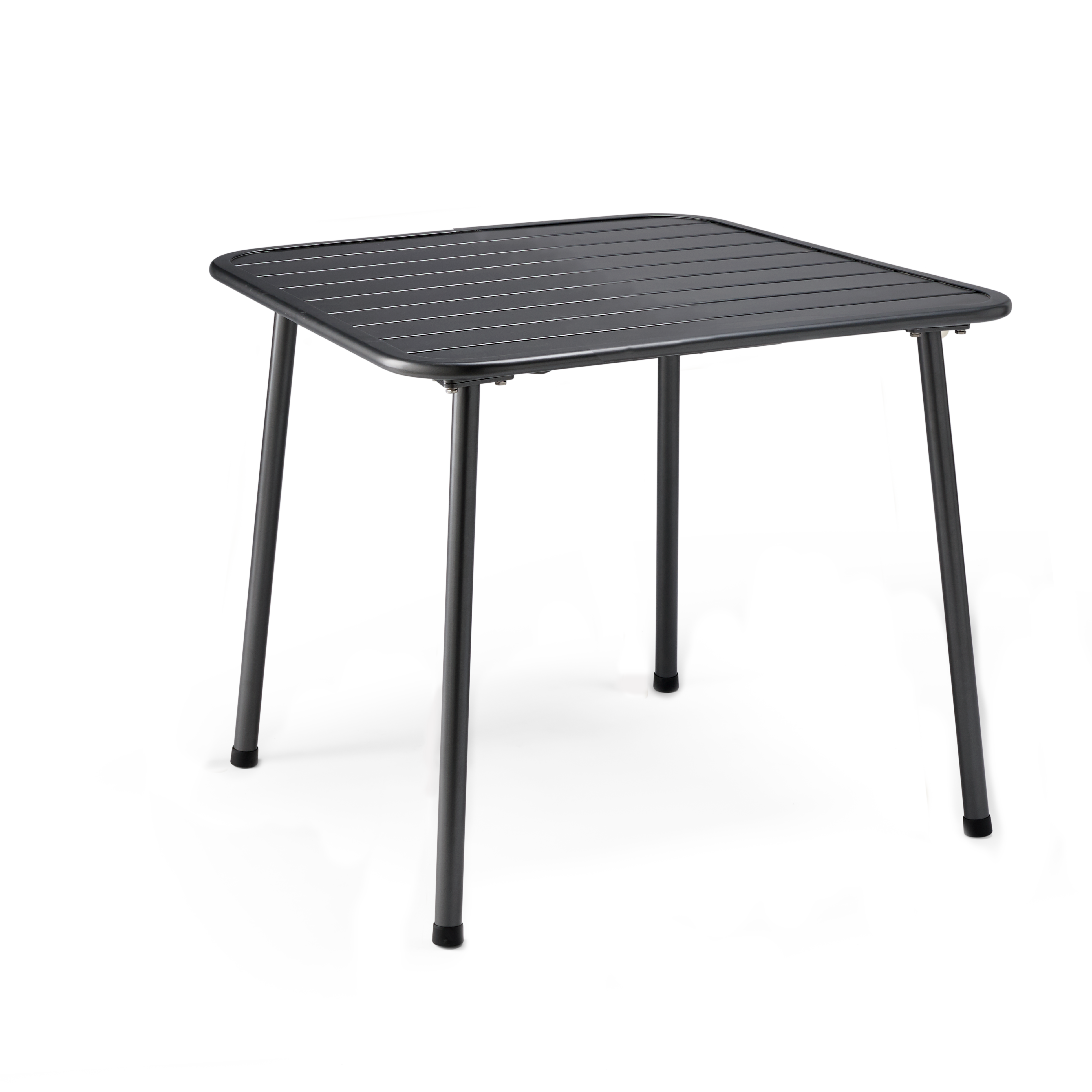 Black metal table on a white background