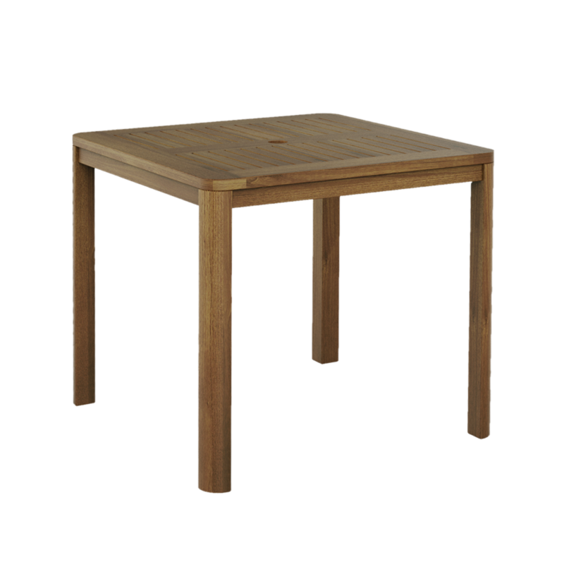 Wooden square side table on a white background