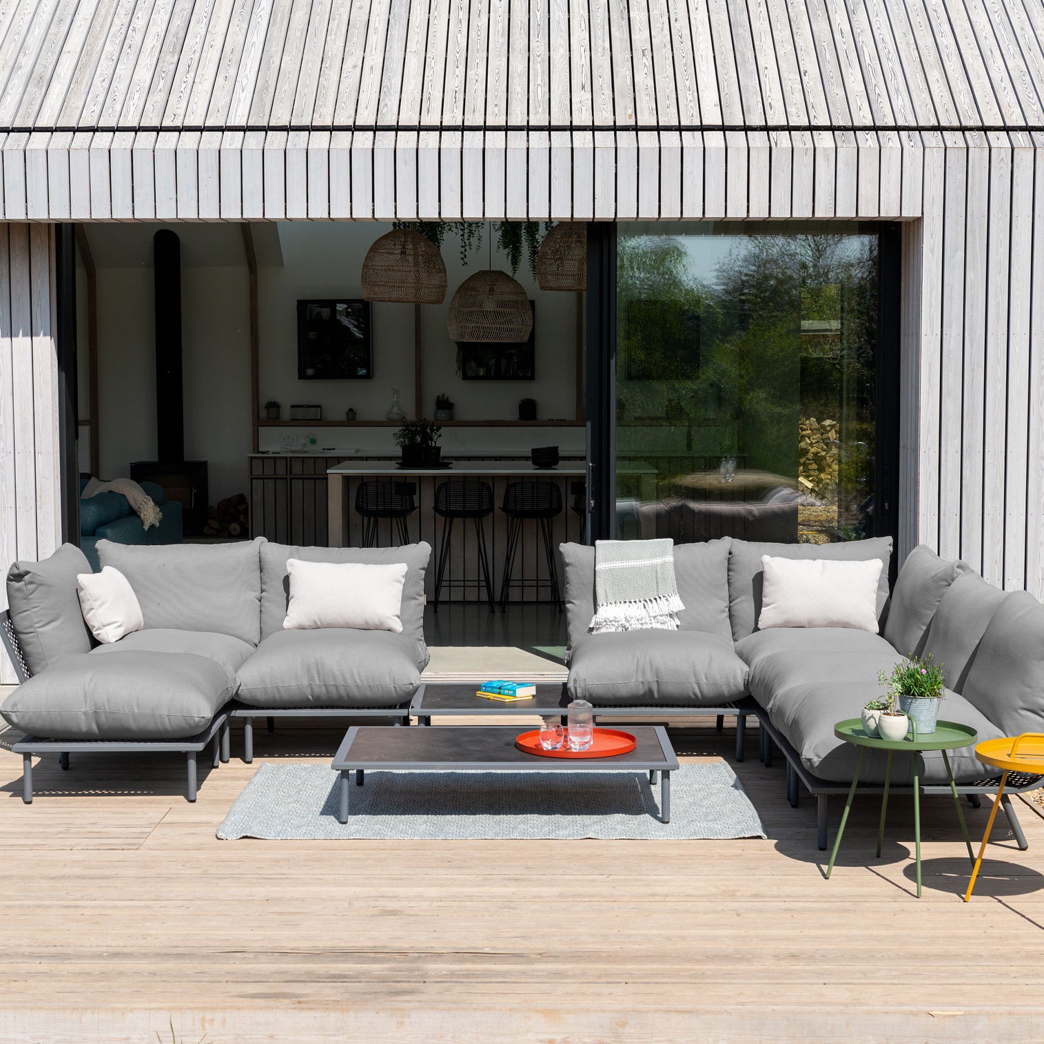 Beach Entertainer Garden Furniture sofa modular set with grey cushions