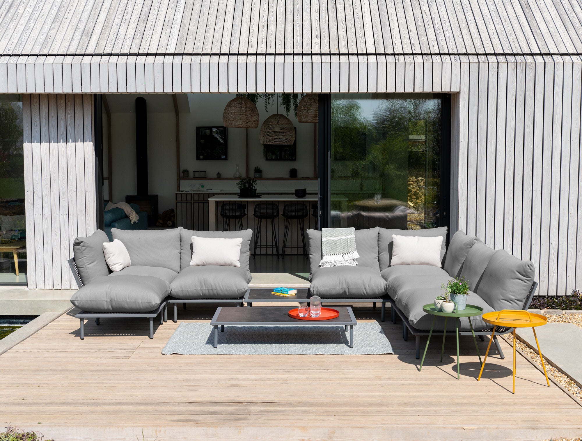 Beach Entertainer Garden Furniture sofa modular set with grey cushions