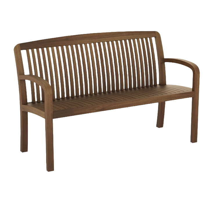 Bolney acacia wood bench with rounded arms beautifully styled by Alexander Rose