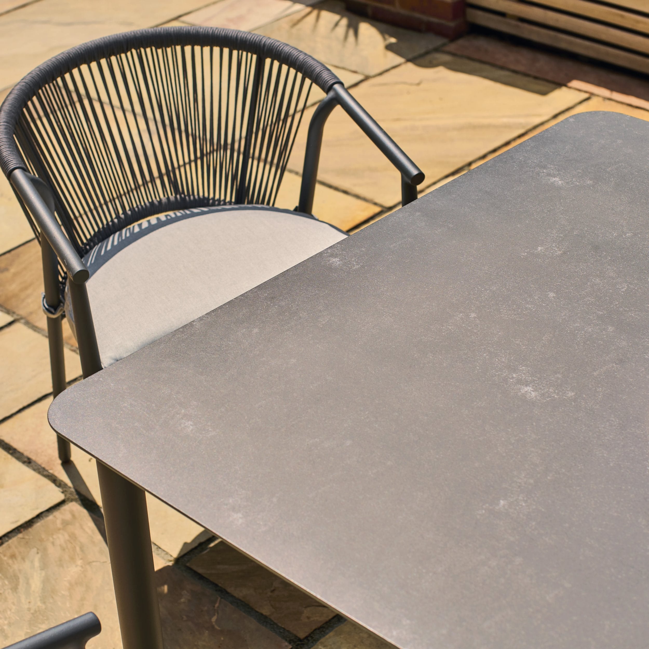 Outdoor table and chair set close-up image