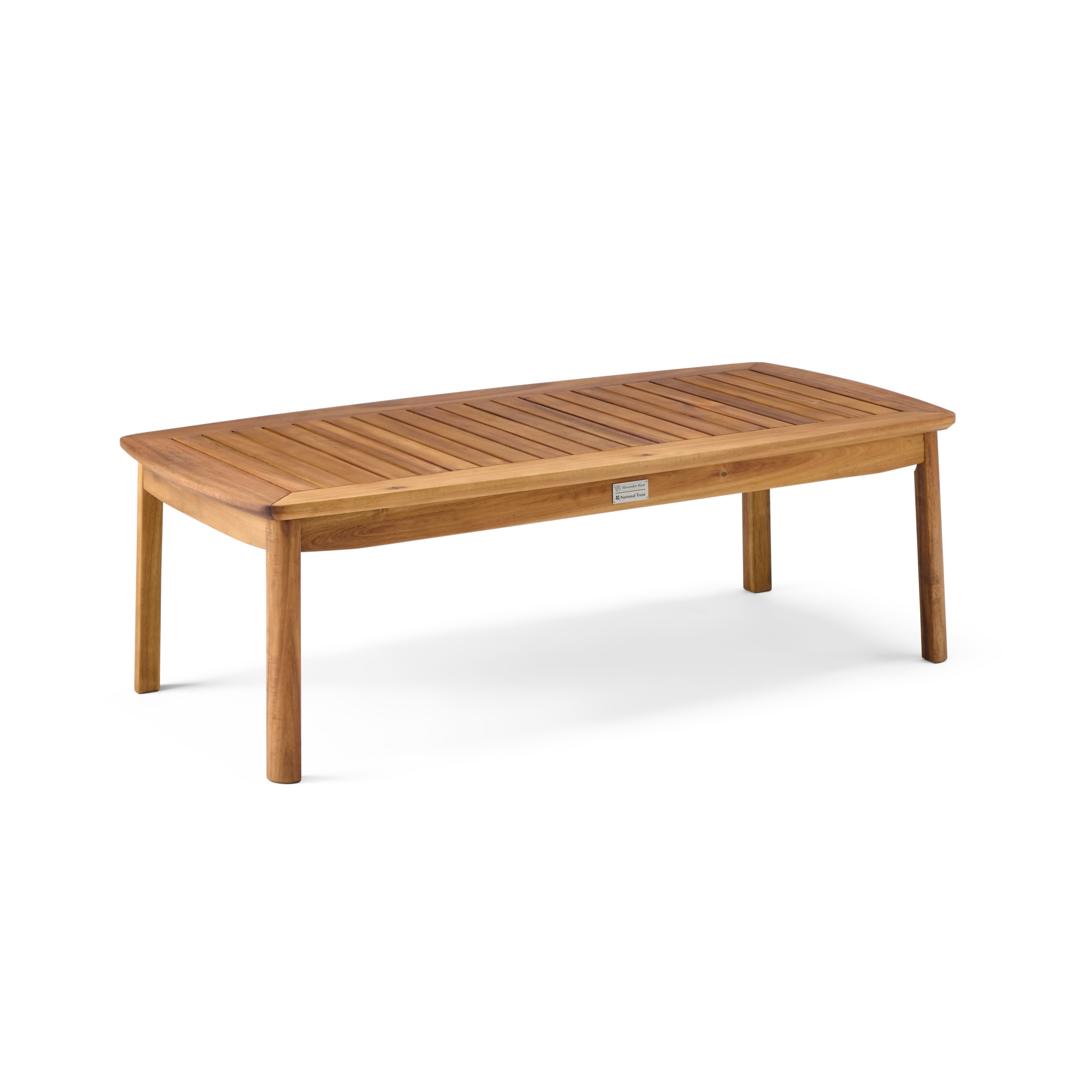 Wooden outdoor table on a white background