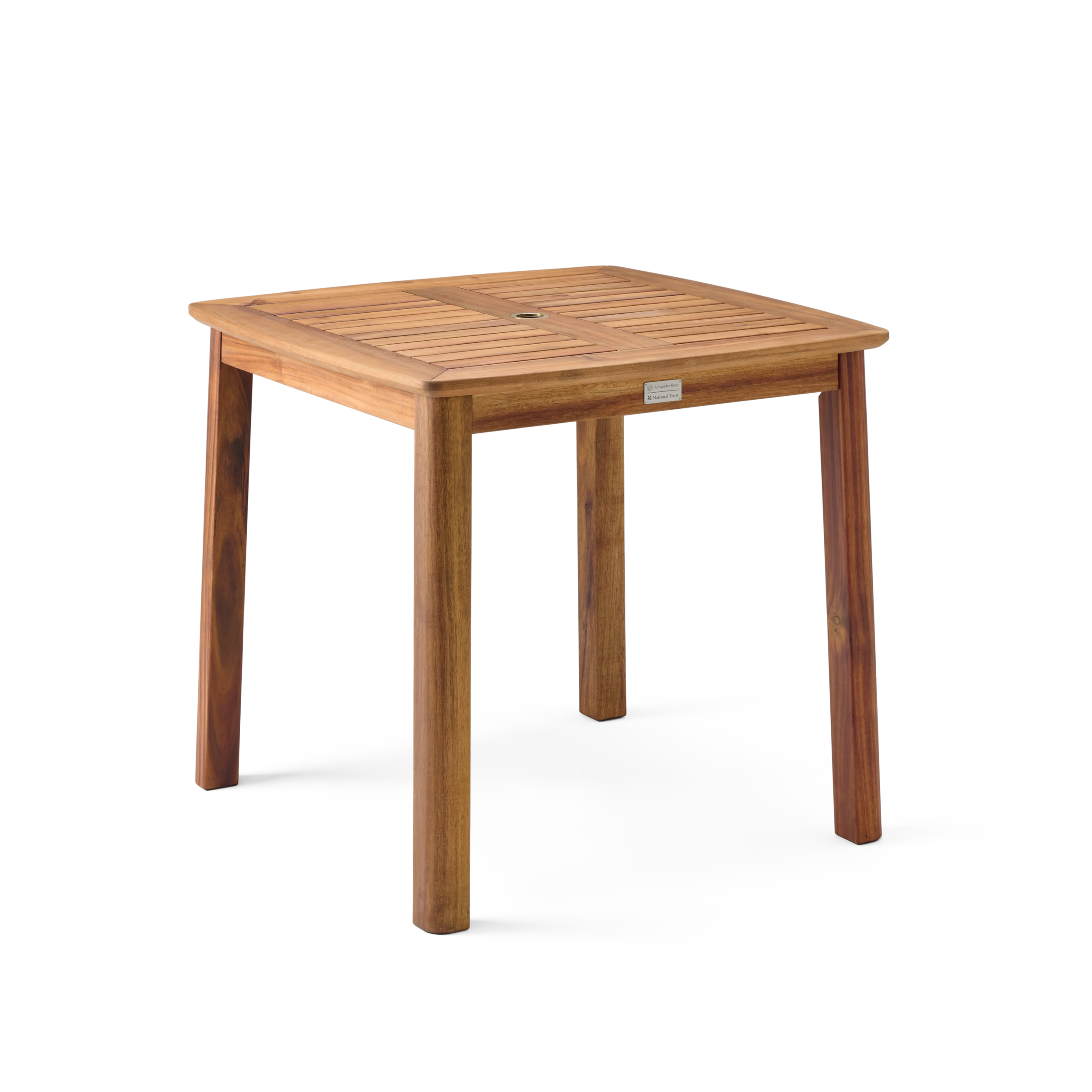 Wooden square table on a white background