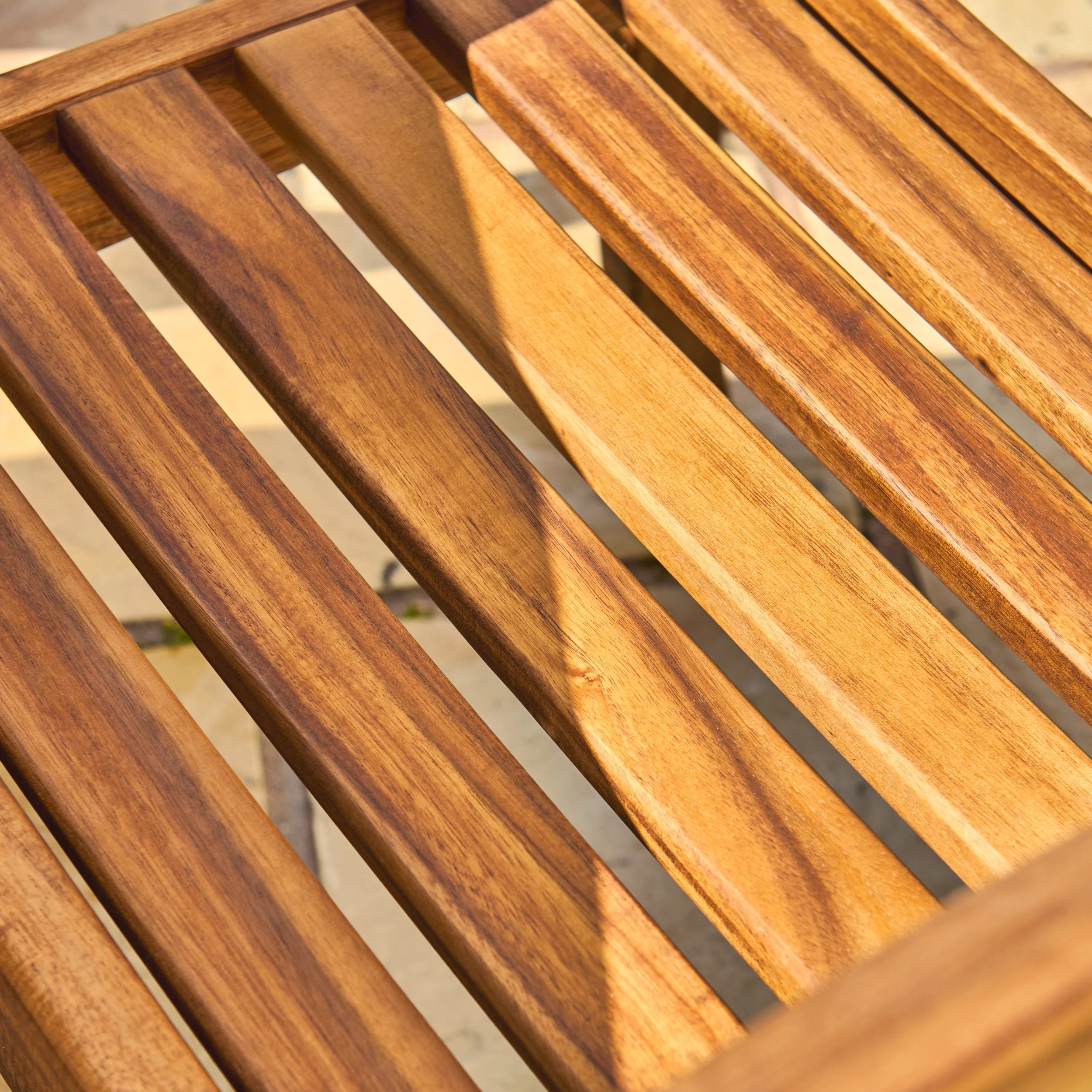 Close-up of wooden slats with a natural finish
