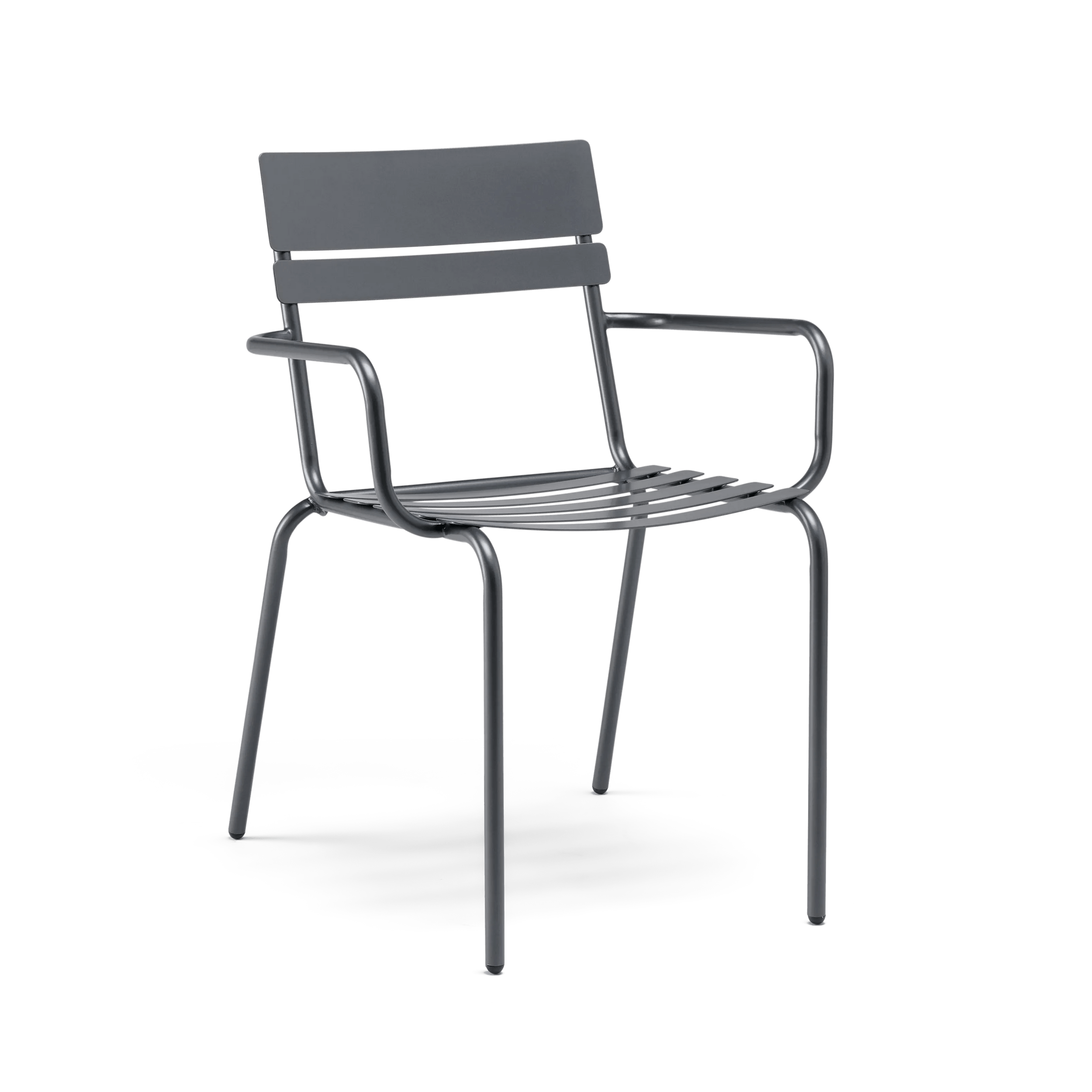 Grey metal chair on a transparent background