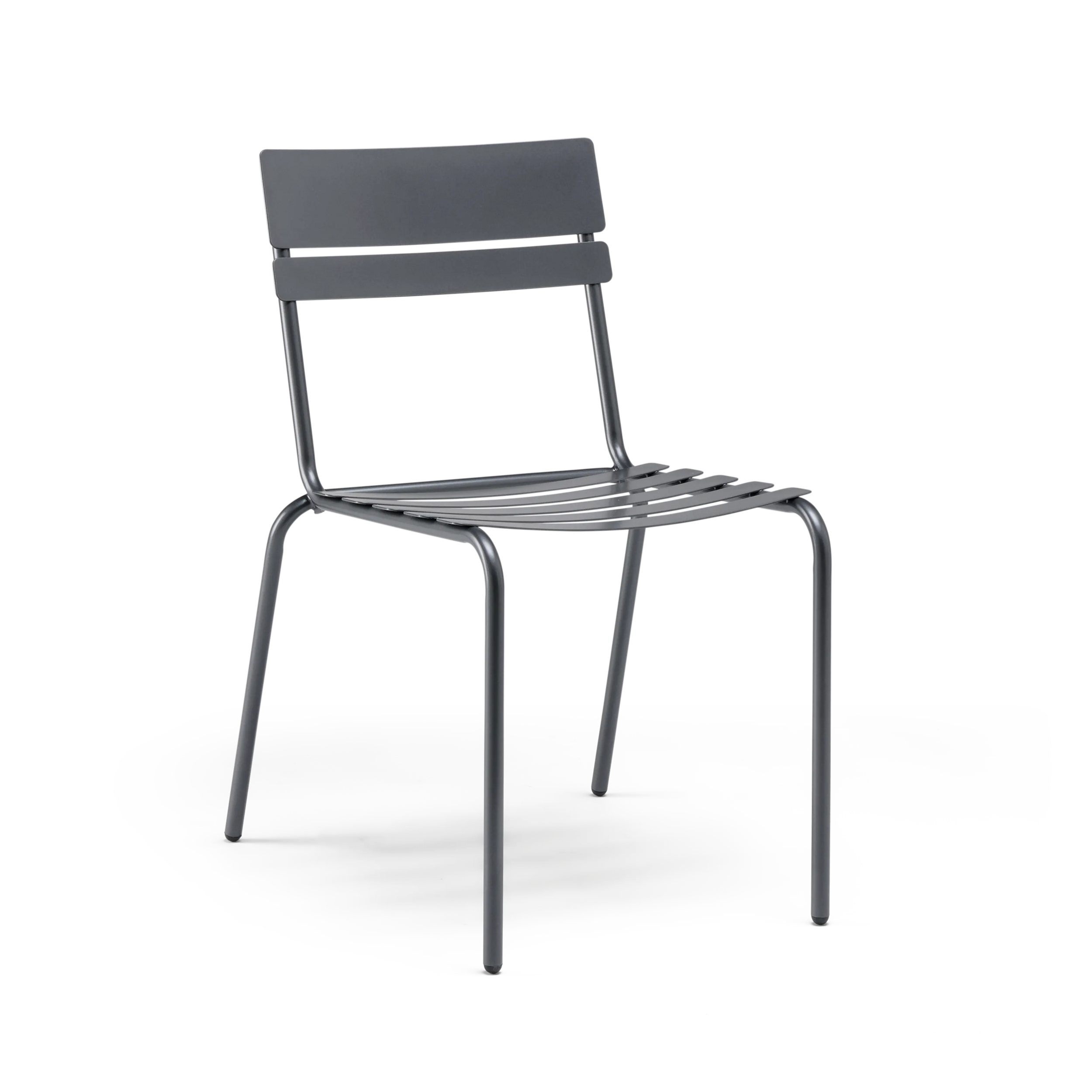Gray metal chair on a white background