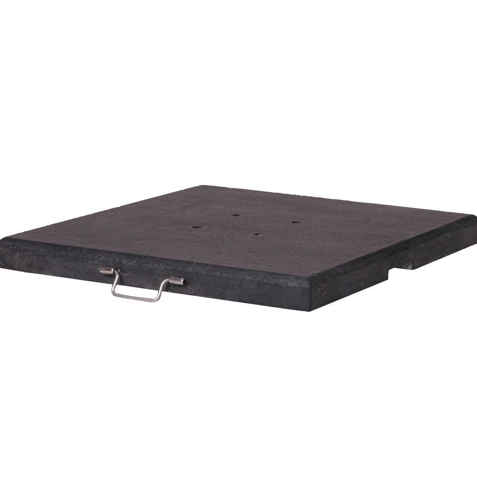 Black platform with a handle on a white background