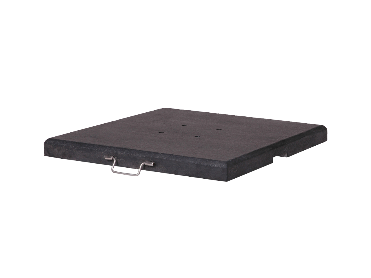 Black platform with a handle on a white background