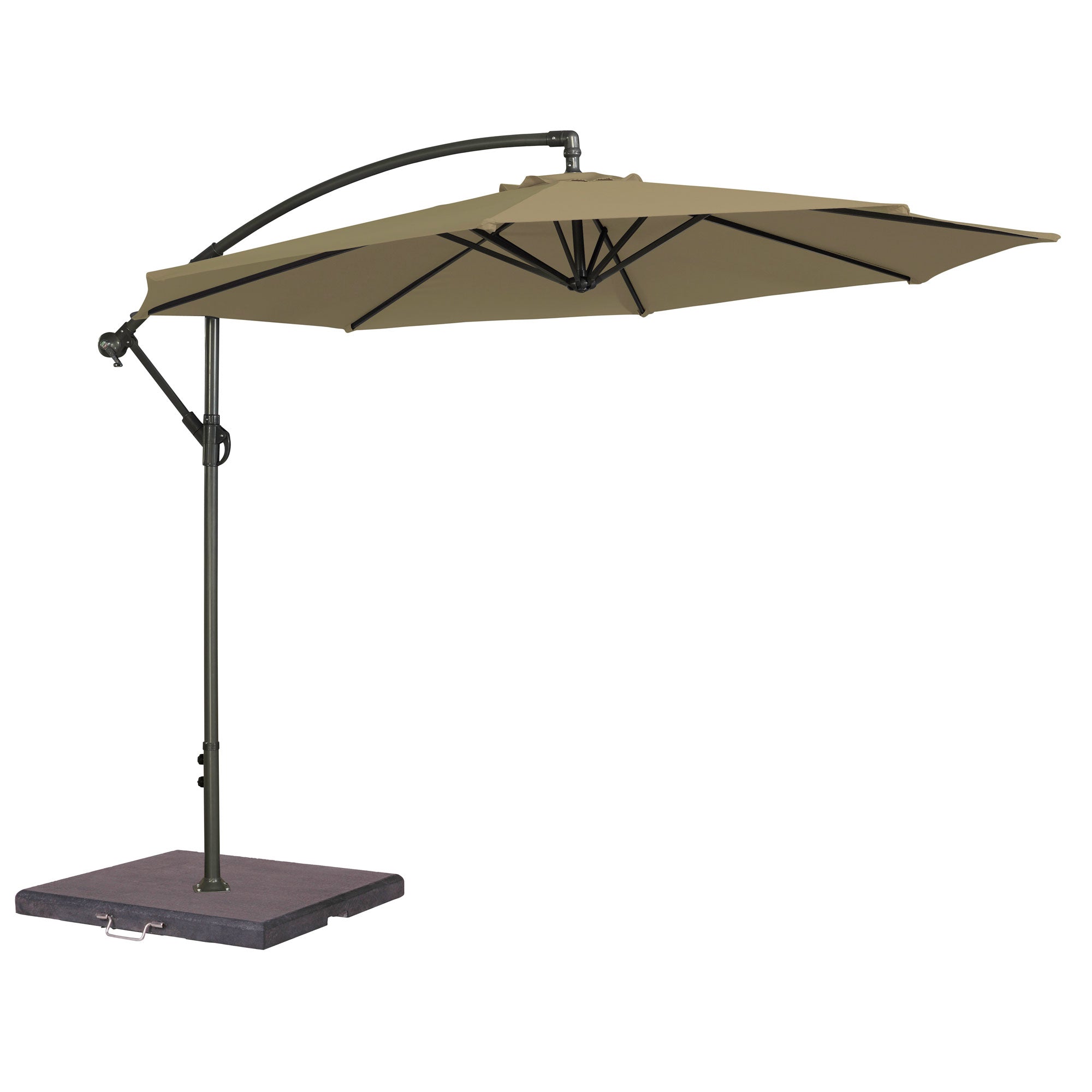 garden parasol in taupe