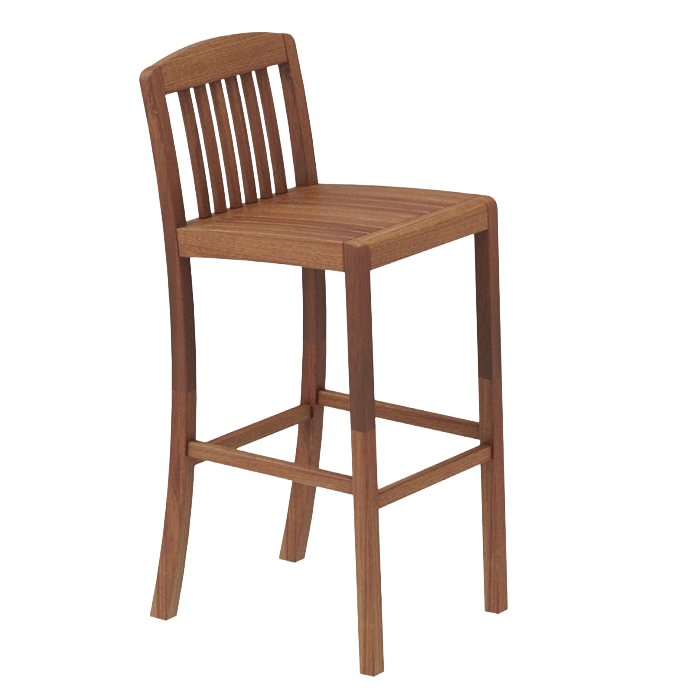 Wooden bar stool on a white background