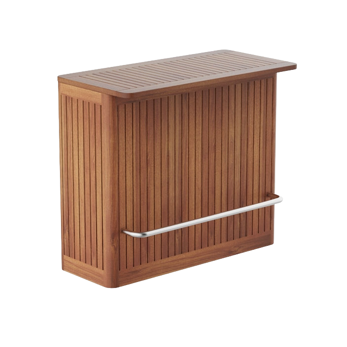 Wooden bar cabinet with a white background