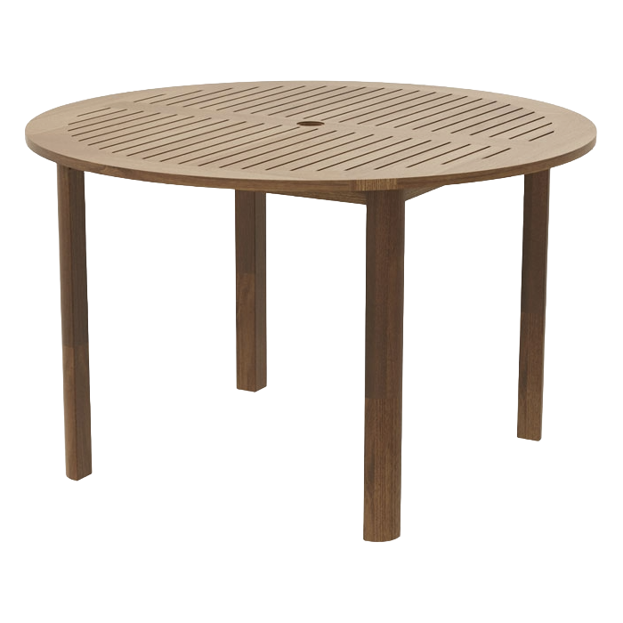 Round wooden table on a white background