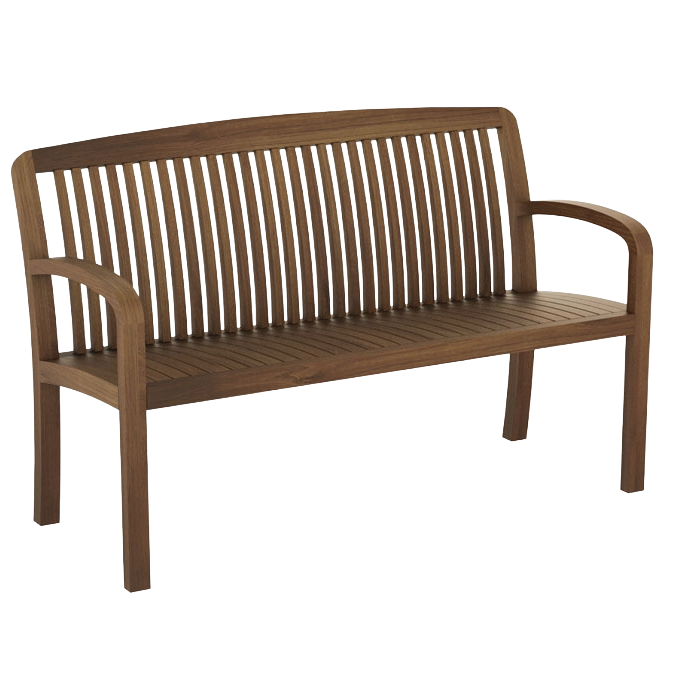 Brown wooden bench on a white background