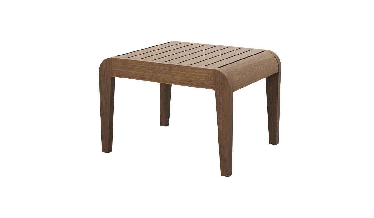 Wooden side table on a white background
