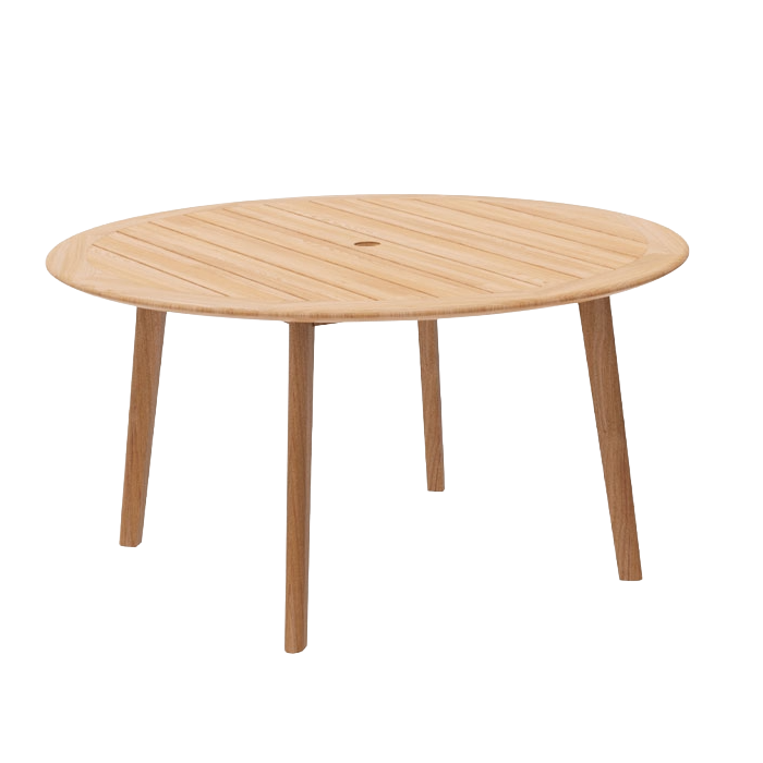 Wooden round table on a white background