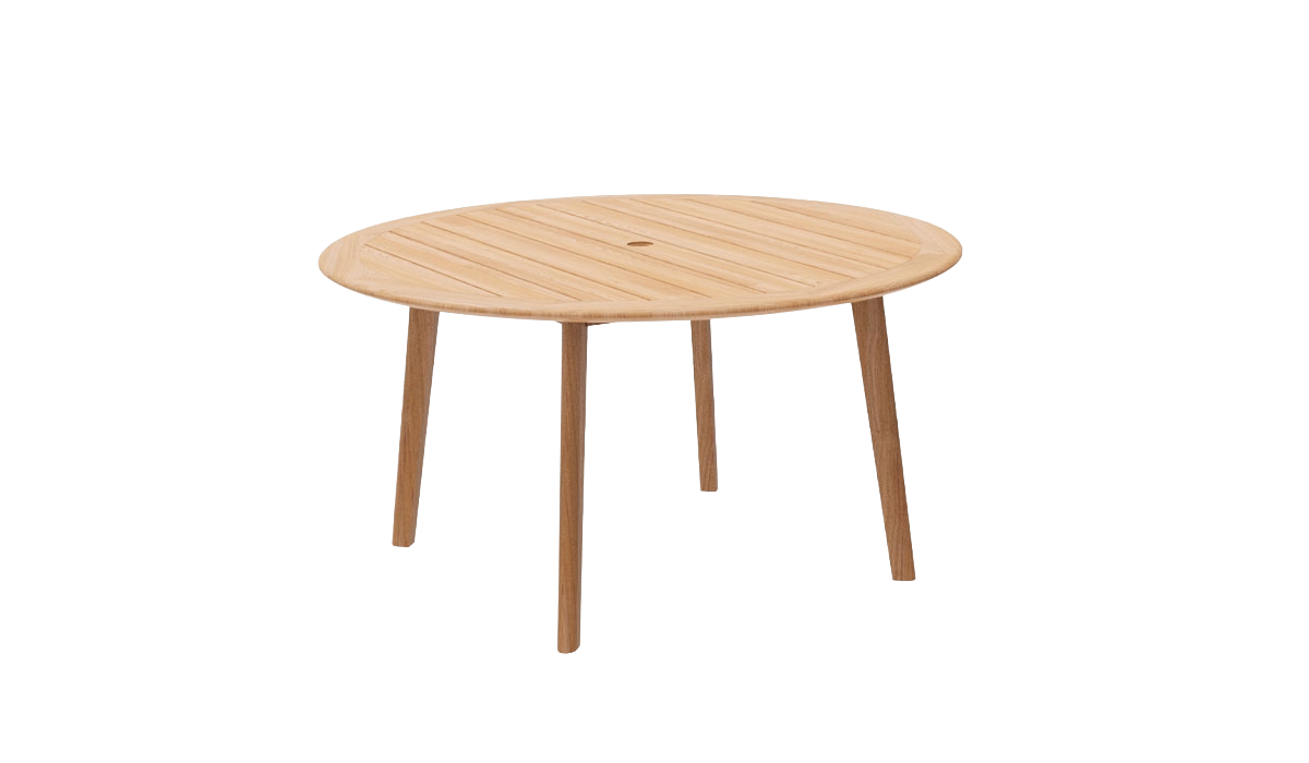 Wooden round table on a white background