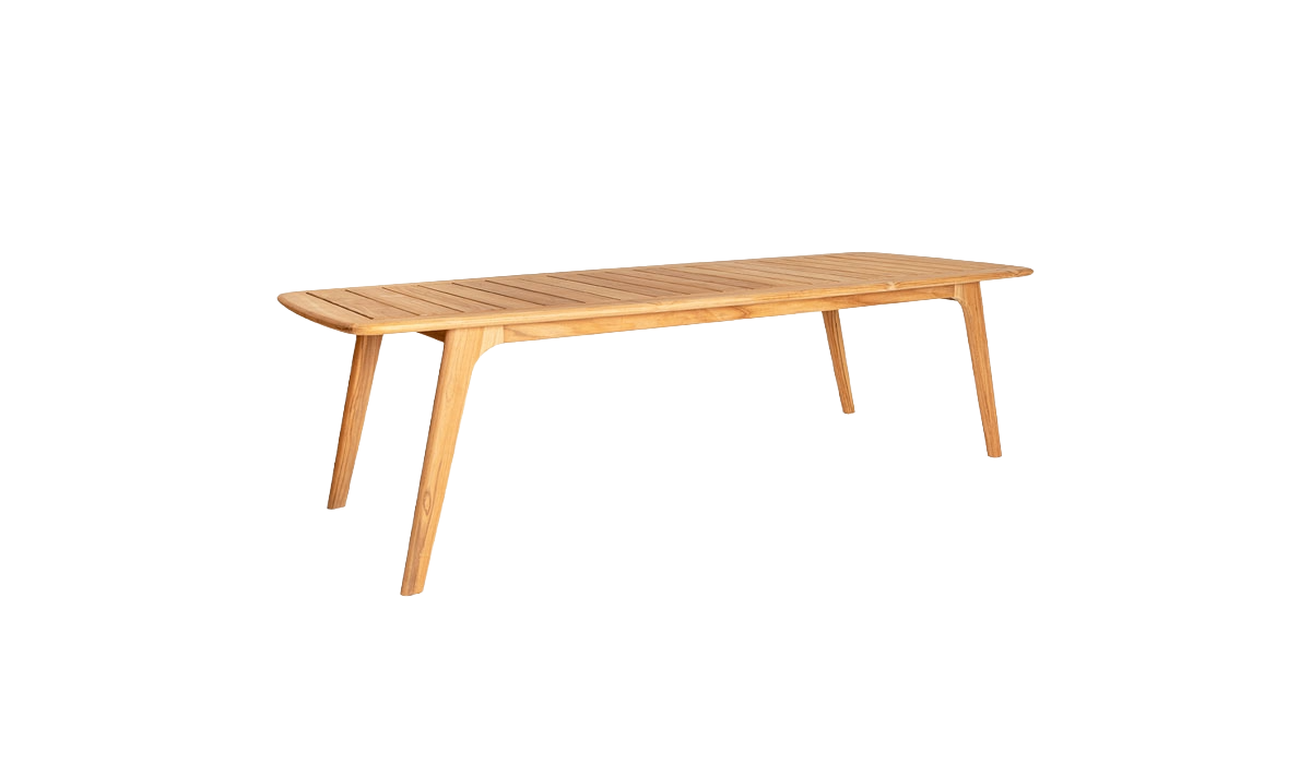 Wooden dining table on a white background