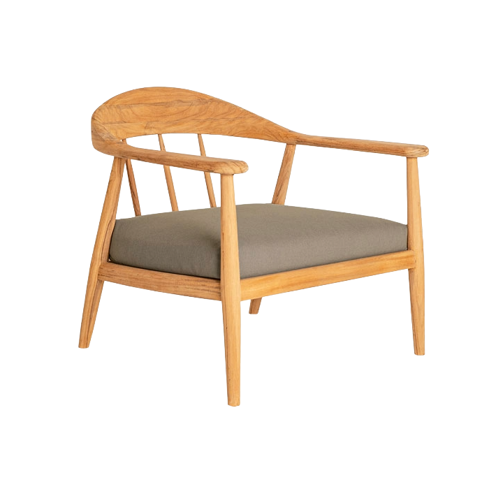 Wooden armchair with a cushion on a white background