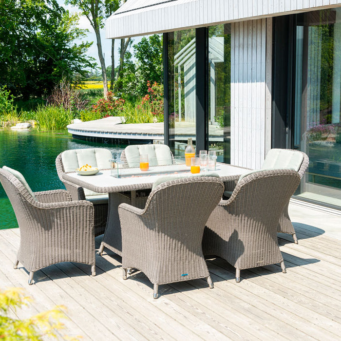 Hazelmere Rectangular Firepit Table on patio