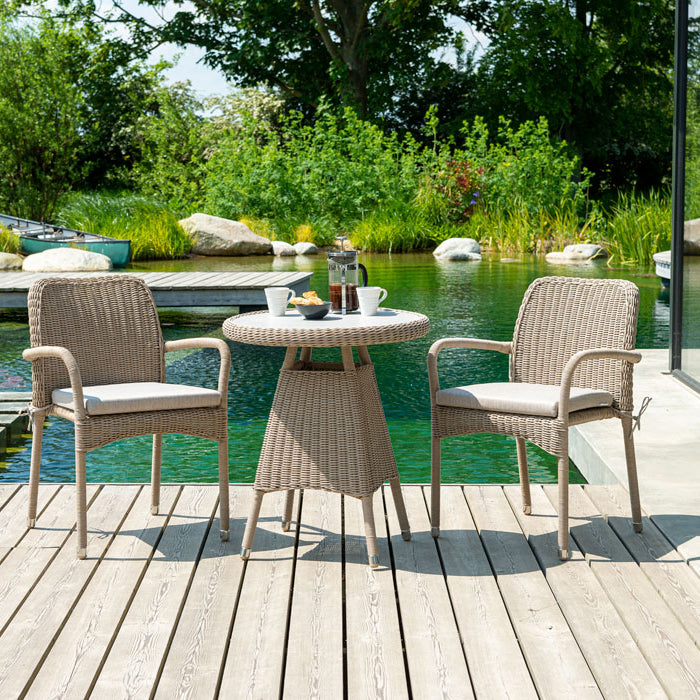 Alexander Rose Hazelmere Bistro Table with stacking armchairs