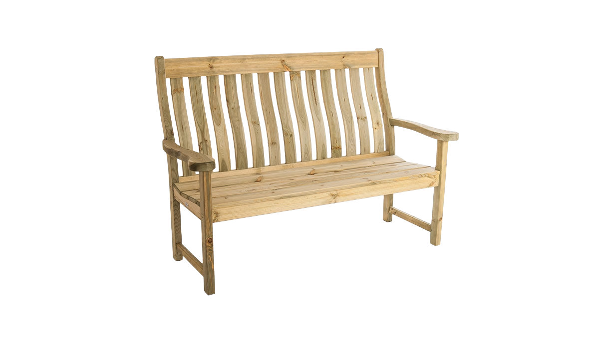 Wooden bench on a white background