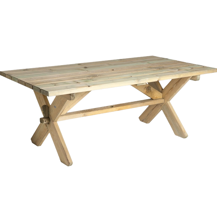 Wooden picnic table on a white background