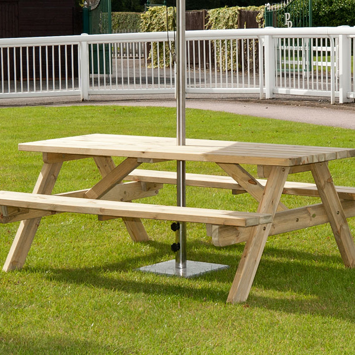 Alexander Rose Pine Malu 6ft Picnic Table with umbrella stand