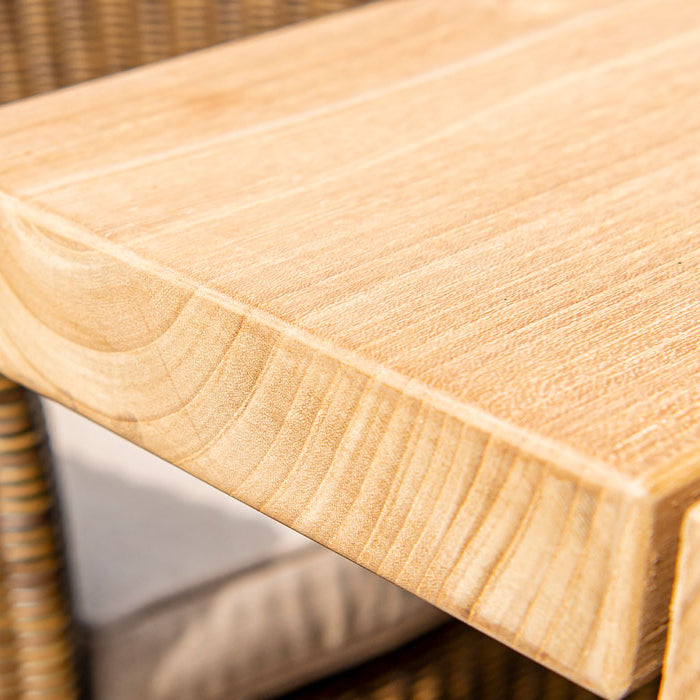 Teak Plank Table 2.4m close up of table and chair