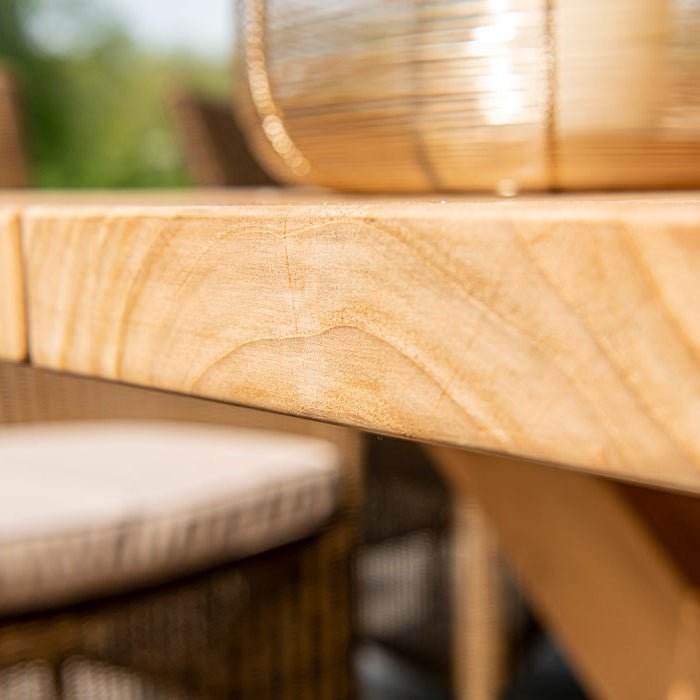 Teak Plank Table 2.4m close up of wood